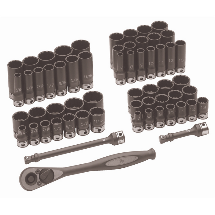 Grey Pneumatic Socket Sets 3/8" Dr. 59pc Fract.