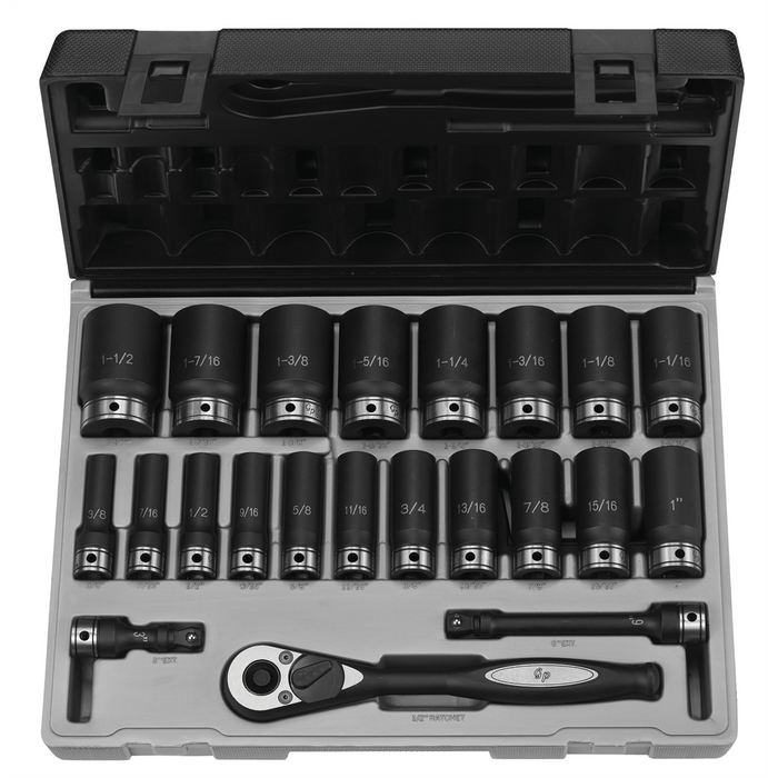 Grey Pneumatic Socket Sets 1/2" Dr. 22pc Fractional Deep Duo-Socket Set - 6 P