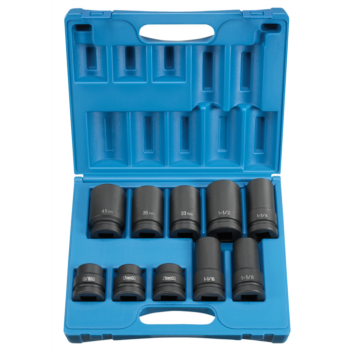 Grey Pneumatic Socket Sets 1" DRIVE 10 PC. METRIC