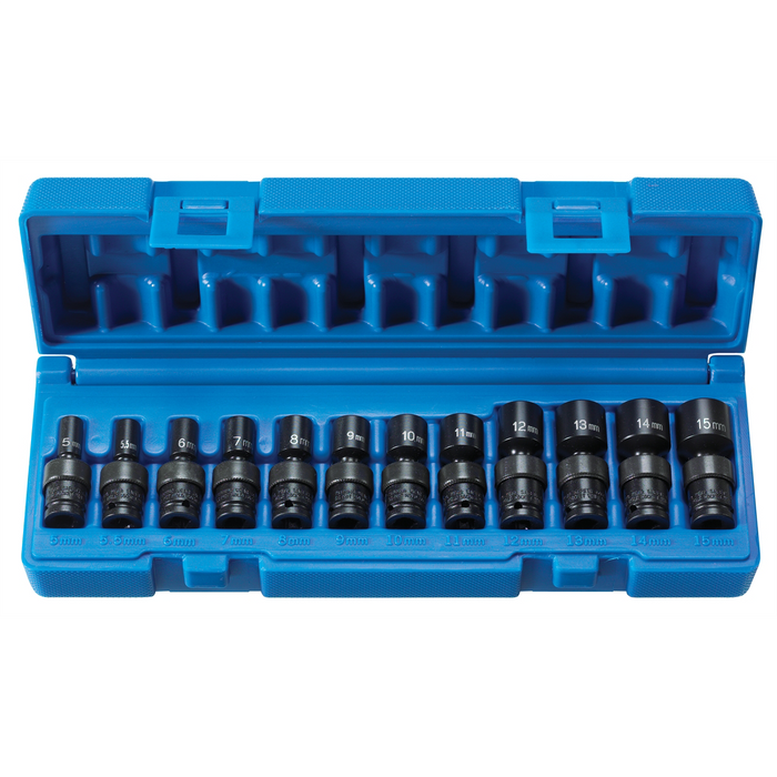 Grey Pneumatic Socket Sets 1/4"" Surface Drive 12 Pc. Std Univ Met