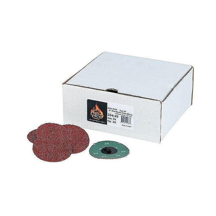 High Teck™ 324-25 R-Style Disc, 3 in Dia, 24 Grit, Aluminum Oxide, Polymer Backing