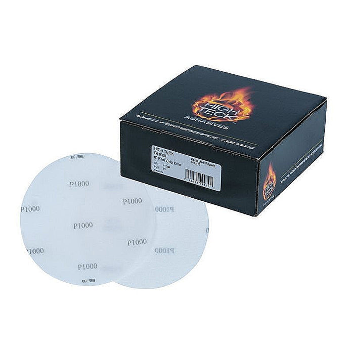High Teck™ F61200 Disc, 6 in Dia, P1200 Grit, Film Backing, Grip Attachment