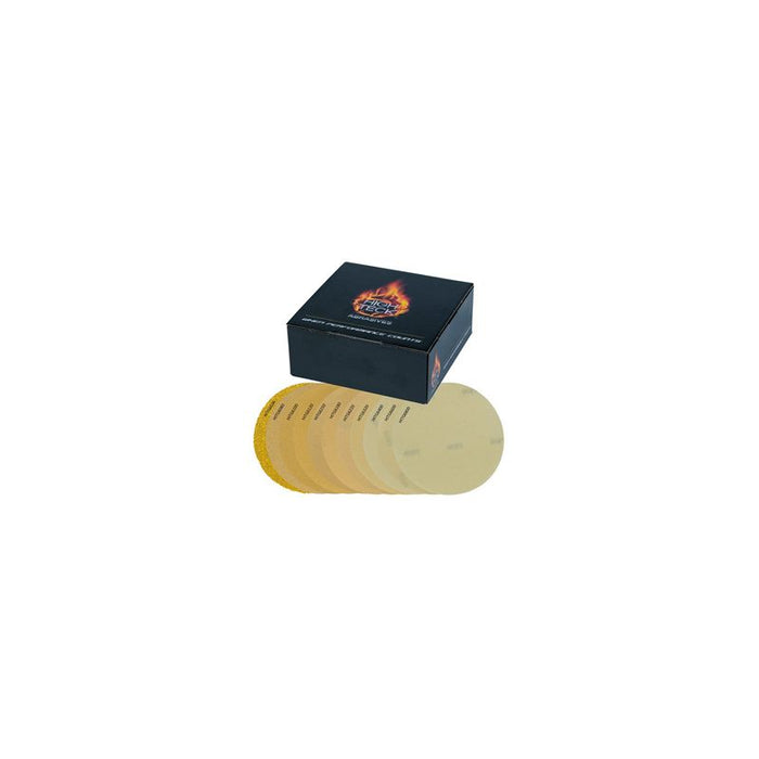High Teck G6180 Premium Sanding Disc, 6 in Dia, P180 Grit, Aluminum Oxide, Resin Backing, Gold, Grip — view 6