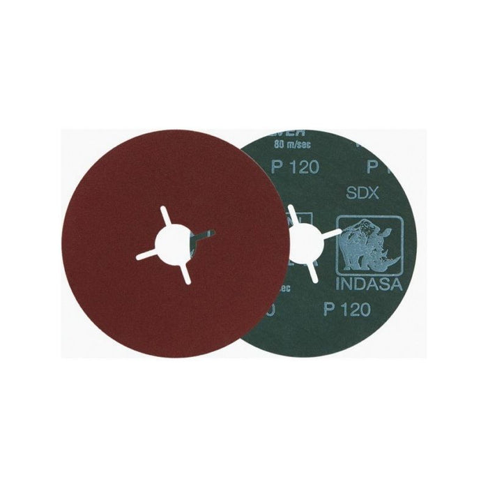Indasa 4500-120 Rhynofibre A Silver Resin Grinding Disc, 4-1/2 in Dia, P120 Grit, Plain