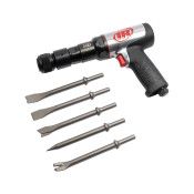 Quick Change Air Hammer 5-Piece Chisel Set, 2600 BPM, 3" Stroke, Round Shank