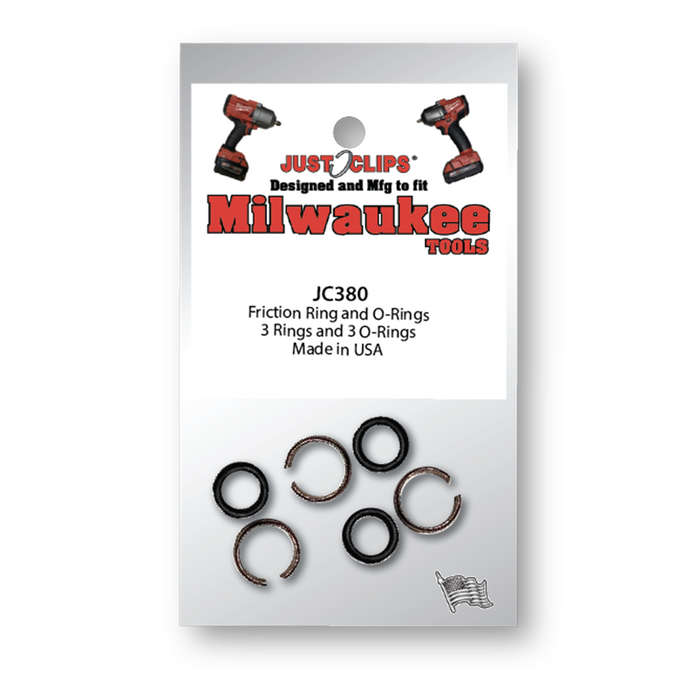 Just Clips 3/8" FRICTION RINGS & O-RINGS FOR MILWAUKEE TOOLS - 10 PACK