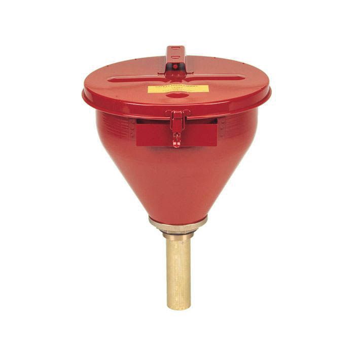 Justrite 08207 Self Closing Large Drum Funnel, Epoxy Powder Coat Steel, Use With: Flammables — Red