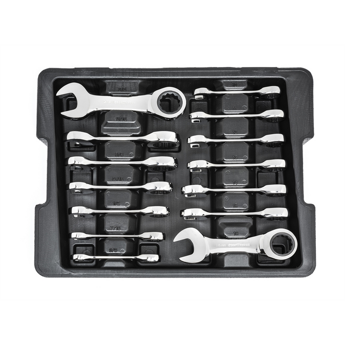 Gearwrench Piece 72-Tooth 12 Point Stubby Ratcheting SAE/Metric Combination Wrench Set