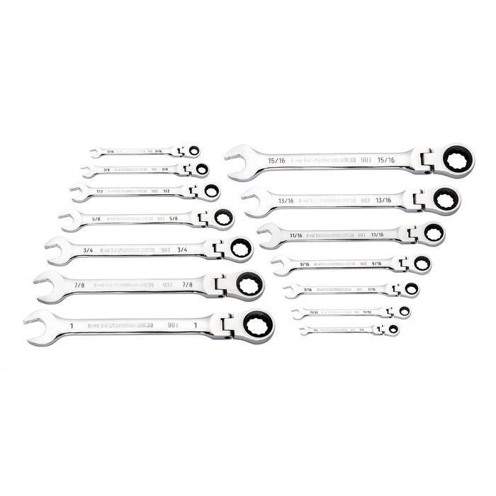 Gearwrench Piece 90-Tooth 12 Point Flex Head Ratcheting Combination SAE Wrench Set