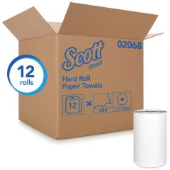 Scott®; 02068 Hard Roll Essential Towel, 8 in x 400 ft, Paper, White, 1 Plys