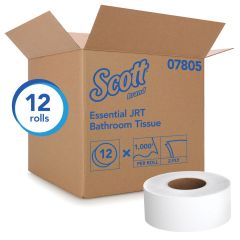 Scott®; 07805 Standard Jumbo Essential Toilet Paper Roll, 1000 ft x 3.55 in, 2 Plys