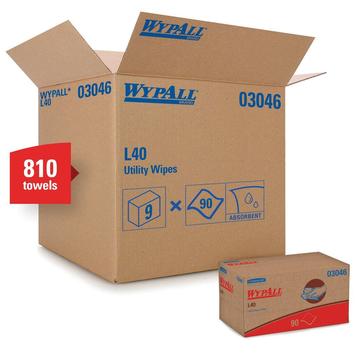 Kimberly-Clark WypAll 03046 L40 Series Pop-Up Box Towel, 10 x 10.8 in, 90, Double Re-Creped, White, โ view 3