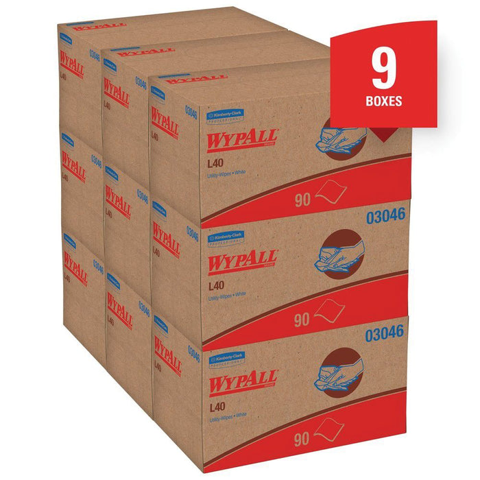 Kimberly-Clark WypAll 03046 L40 Series Pop-Up Box Towel, 10 x 10.8 in, 90, Double Re-Creped, White, — view 4
