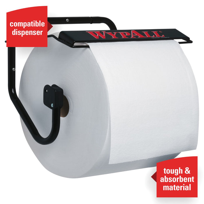 Kimberly-Clark WypAll 34955 X60 Series Jumbo Roll Cloth, 12.4 x 13.4 in, 1100, Hydroknit, White, 1 P