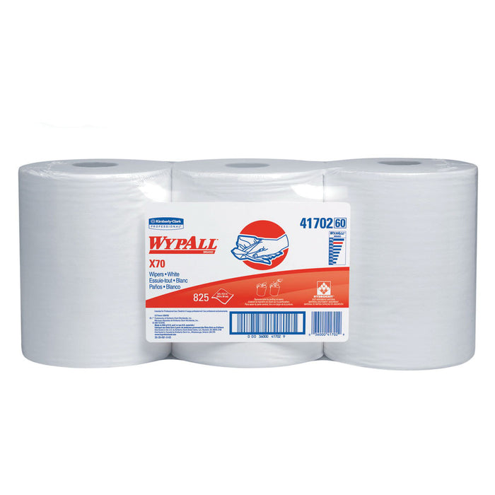 Kimberly-Clark WypAll 41702 X70 Series Center-Pull Cloth, 9.8 x 13.4 in, 825, Hydroknit, White, 1 Pl — view 3