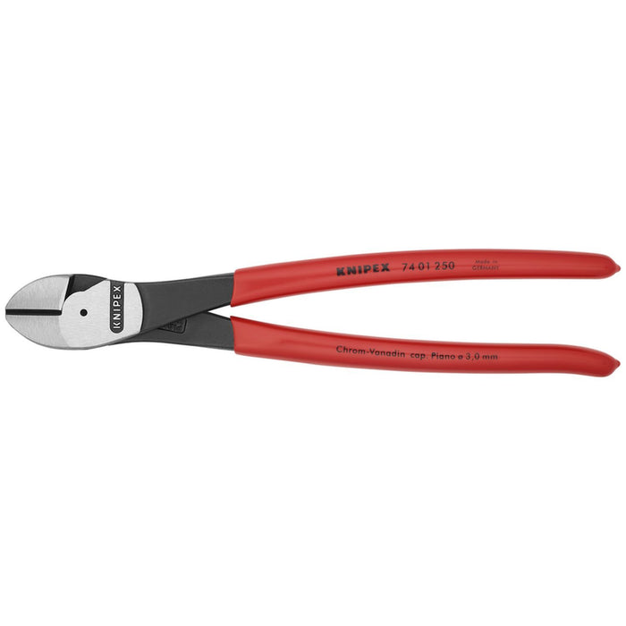 Knipex Tools High Leverage Diagonal Cutters, 10", Plastic Coating