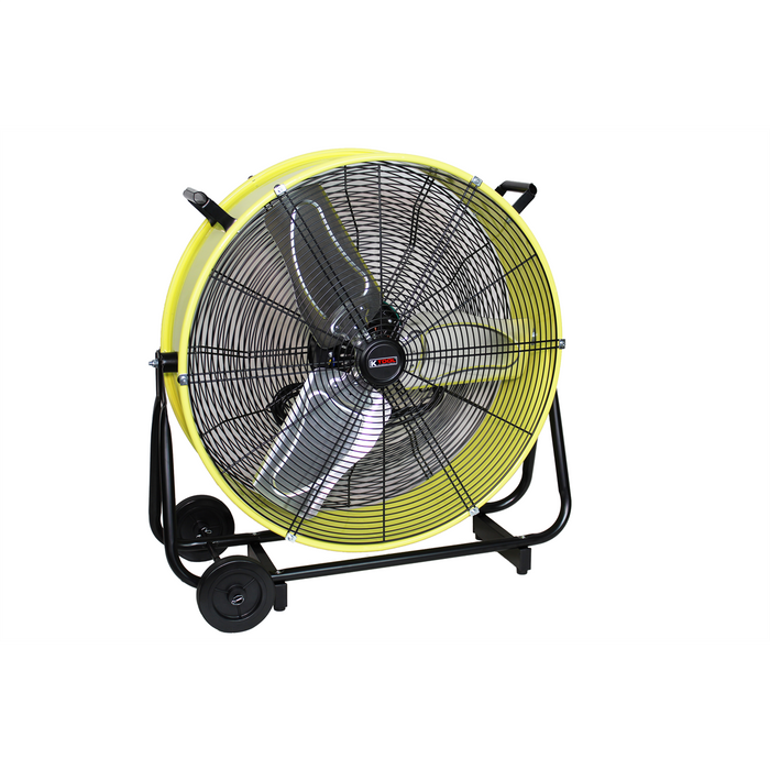 K Tool International 24" Direct Drive Tilting Industrial Drum Fan, Safety Yellow