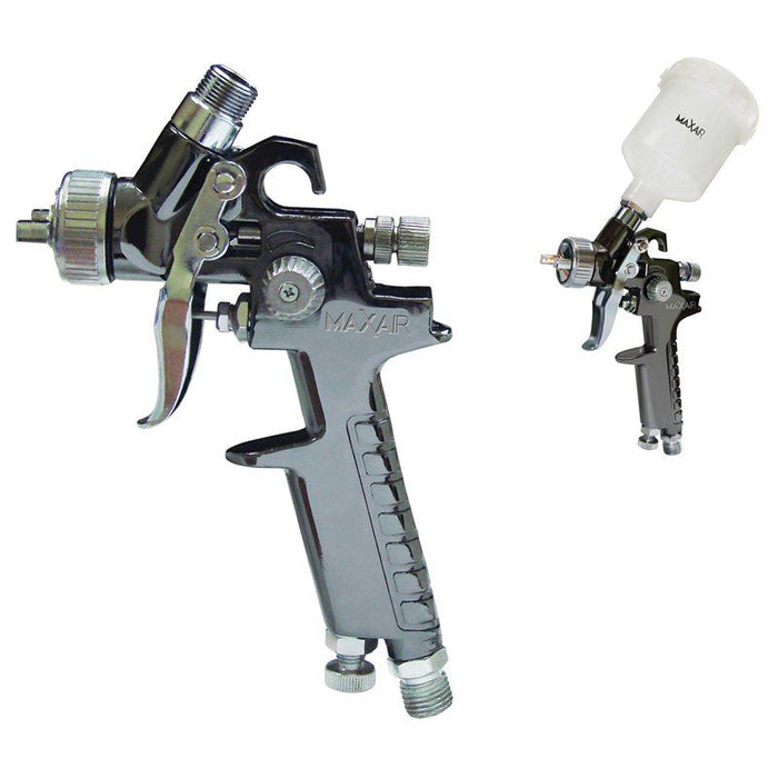 Maxair Tools MAXAIR W100-1.0 W100 Series Mini HVLP Gravity Feed Spray Gun, 1 mm Nozzle, 125 mL Conta