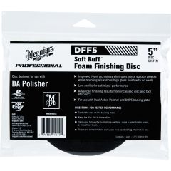 Meguiar's® Soft Buff™ DFF5 Dual Action Finishing Disc, 5 in Dia, Hook and Loop Attachment, Foam Pad, Black