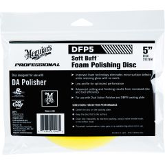 Meguiar's® Soft Buff™ DFP5 Dual Action Polishing Disc, 5 in Dia, Hook and Loop Attachment, Foam Pad, Yellow