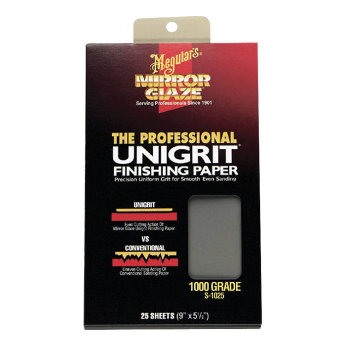 Meguiar's S1025 Mirror Glaze® Unigrit® 1000 Grit Finishing Paper 9 in × 5-1/2 in, Wet/Dry