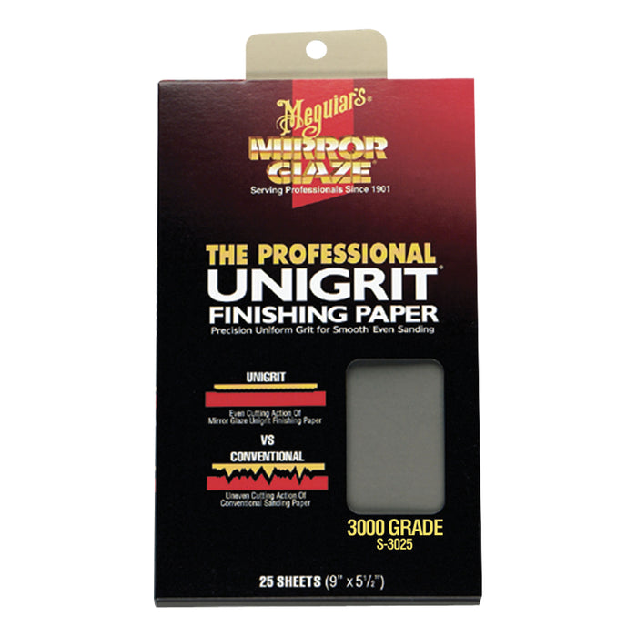 Meguiar's Mirror Glaze Unigrit S3025 Finishing Paper, 9 in x 5-1/2 in, 3000 Grit