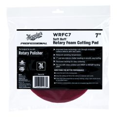 Meguiar's® Soft Buff™ WRFC7 Rotary Cutting Pad, 7 in Dia, Hook and Loop Attachment, Foam Pad, Red