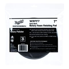 Meguiar's® Soft Buff™ WRFF7 Rotary Finishing Pad, 7 in Dia, Hook and Loop Attachment, Foam Pad, Black