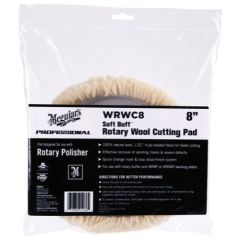 Meguiar's® Soft Buff™ WRWC8 Rotary Cutting Pad, 8 in Dia, Hook and Loop Attachment, Wool Pad