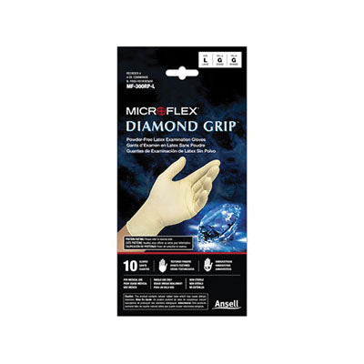 Microflex Diamond Grip MF300-M Durable Disposable Exam Gloves, Medium, Natural Latex, Natural Color โ view 3