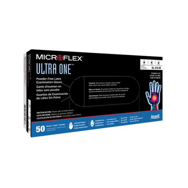 Microflex® Ultra One® UL315-L General Purpose Disposable Exam Gloves, Large, Natural Rubber Latex, Natural