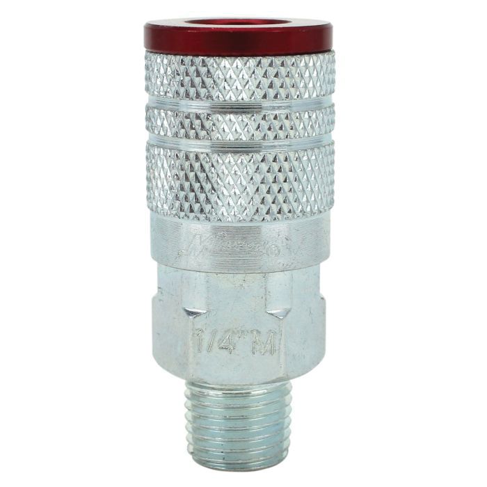 Milton Industries, Inc. Milton ColorFit 716MC Coupler, 1/4 in, MNPT, Steel, Red — view 4