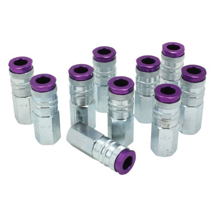 Milton Highflowpro ColorFit 764VC V-Style Coupler, 1/4 in, FNPT, Steel, Purple — view 3