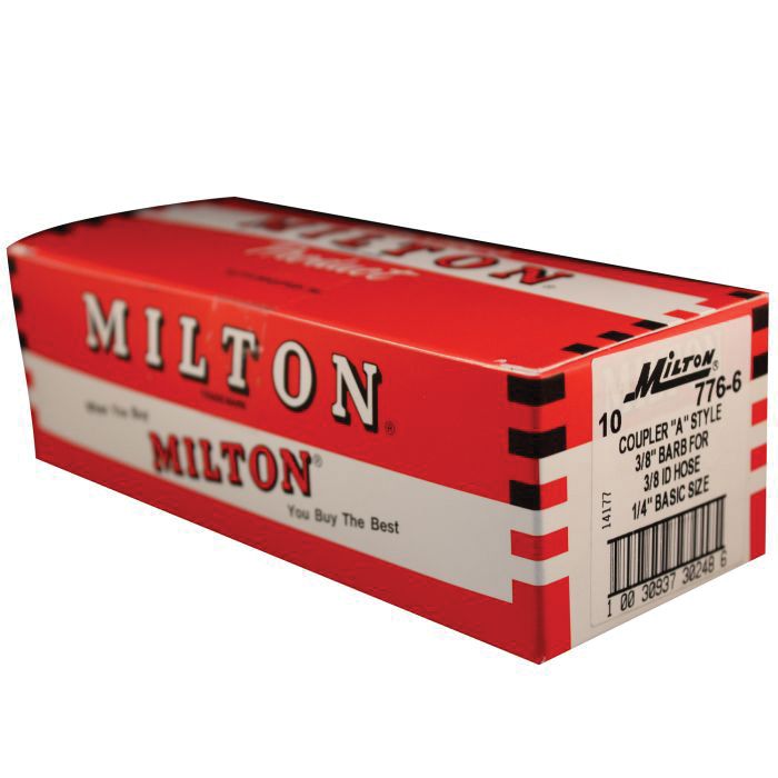 Milton Industries, Inc. Milton 776-6 A-Style Coupler, 3/8 in, Hose Barb, 2.69 in L