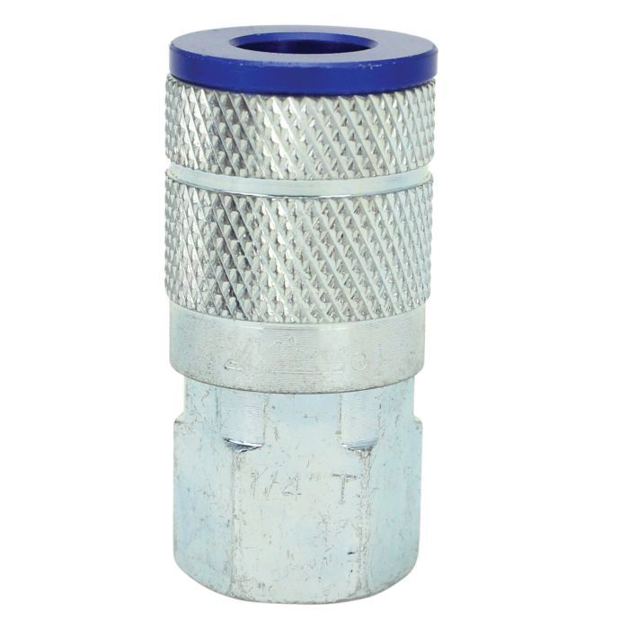 Milton Industries, Inc. Milton ColorFit 785TC T-Style Coupler, 1/4 in, FNPT, Steel, Blue — view 4