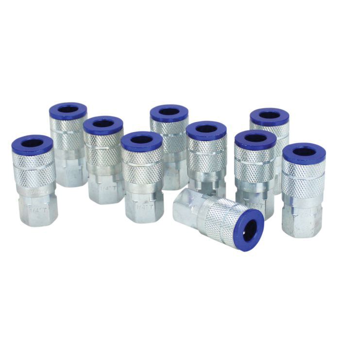 Milton Industries, Inc. Milton ColorFit 785TC T-Style Coupler, 1/4 in, FNPT, Steel, Blue — view 2