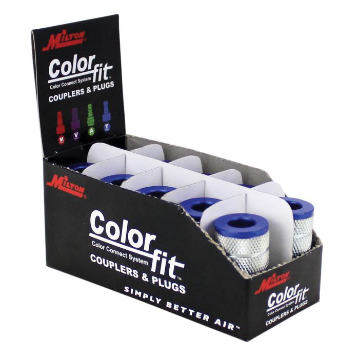 Milton Industries, Inc. Milton ColorFit 785TC T-Style Coupler, 1/4 in, FNPT, Steel, Blue — view 3