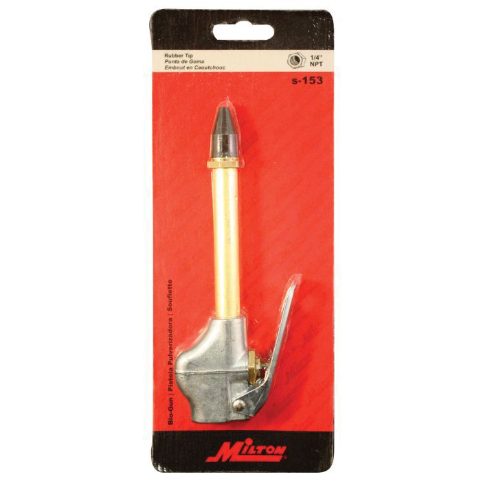 Milton Industries, Inc. Milton S-153 Lever Blow Gun with Rubber Tip, 150 psi, 1/4 in NPT Air Inlet,