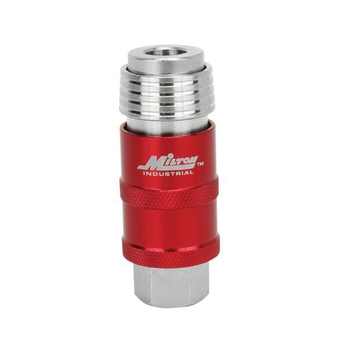 Milton 5 In One S-1750 Industrial Interchange Quick-Connect Coupler, 1/4 in, FNPT, Steel, Red and Si
