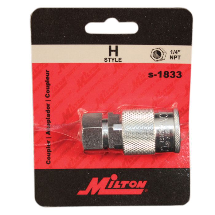 Milton Industries, Inc. Milton S-1833 H-Style Coupler, 1/4 in, FNPT, Steel