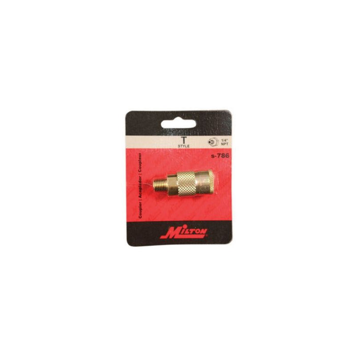 Milton S-786 T-Style Quick-Connect Coupler, 1/4 in, MNPT, Brass — view 2