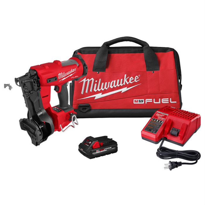 Milwaukee Tools FUEL 18-Volt Lithium-Ion Brushless Cordless Coil Roofing Nailer Kit