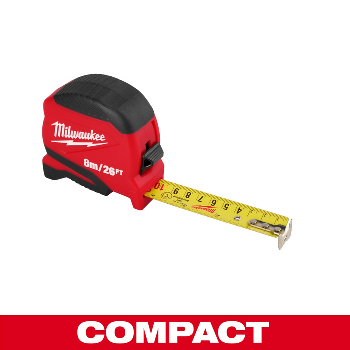 Milwaukee Tools 8 Meter /26 Foot Compact Tape Measure