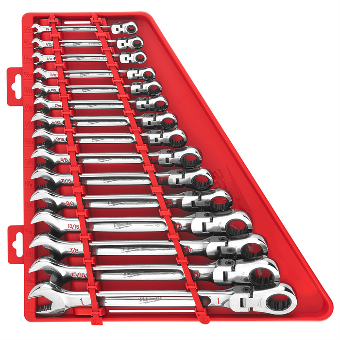 Milwaukee Tools 15pc SAE Flex Head Ratcheting Combination Wrench Set