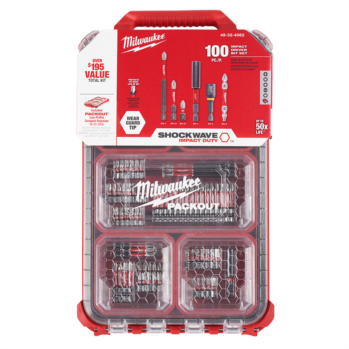 Milwaukee Tools Milwaukee Shockwave 48-32-4082 Impact Drive Bit Set, 100-Piece
