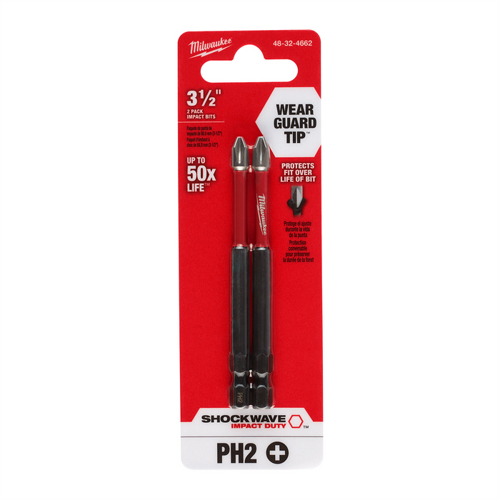 Milwaukee Tools Impact Duty 3-1/2" PH2 Bit 2PK