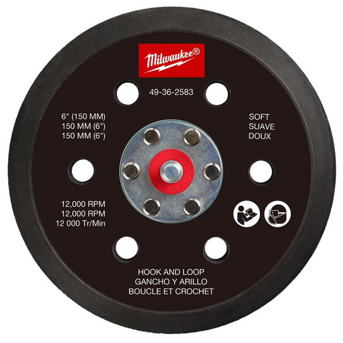 Milwaukee Tools 6" Velcro Sander Backing Pad - Soft