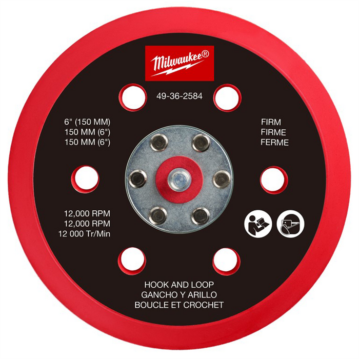 Milwaukee Tools 6" Velcro Sander Backing Pad - Firm