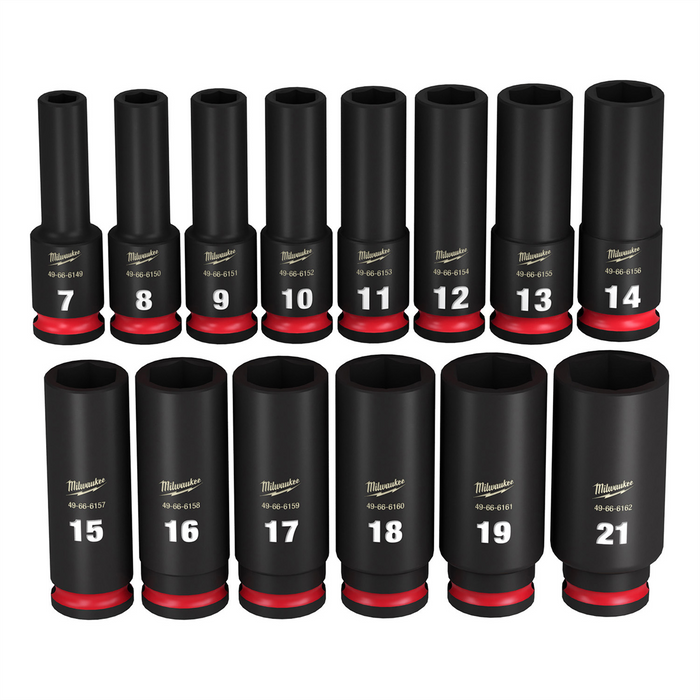 Milwaukee Tools SHOCKWAVE Impact Duty 3/8" Drive Metric Deep 6 Point Socket Set