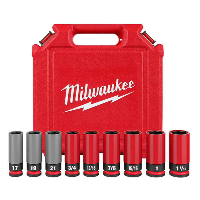 Milwaukee Tools Impact Duty 1/2 Drive SAE & Metric 9PC Lug Nut Wheel Socket Set